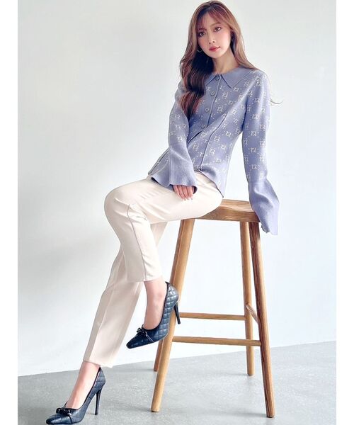 RESEXXY（リゼクシー）の「モノグラムニットポロ（ニット/セーター・レディース・アイボリー/ブラック/ブルー・FREE）」の4枚目の写真