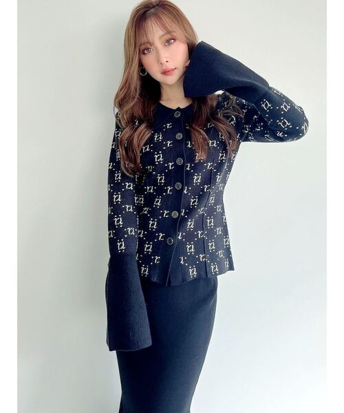 RESEXXY（リゼクシー）の「モノグラムニットポロ（ニット/セーター・レディース・アイボリー/ブラック/ブルー・FREE）」の8枚目の写真