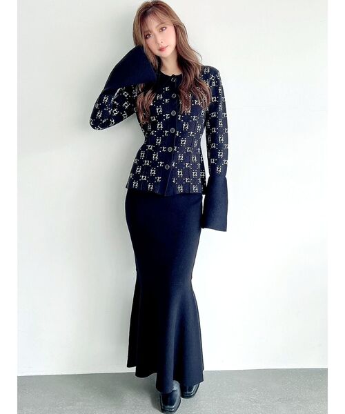 RESEXXY（リゼクシー）の「モノグラムニットポロ（ニット/セーター・レディース・アイボリー/ブラック/ブルー・FREE）」の22枚目の写真