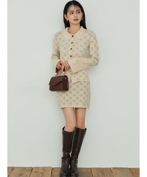 RESEXXY（リゼクシー）の「モノグラムニットポロ（ニット/セーター・レディース・アイボリー/ブラック/ブルー・FREE）」の5枚目の写真