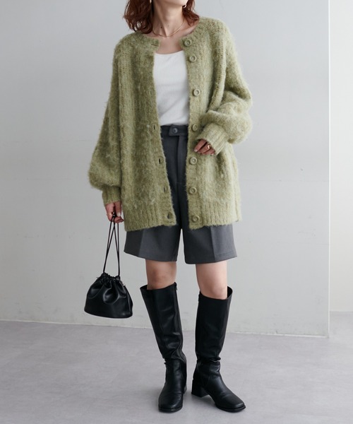 DISCOAT（ディスコート）の「シャギーブラッシングロングカーディガン（カーディガン/ボレロ・レディース・グリーン系その他/グレー/パープル/ベージュ・FREE）」の15枚目の写真