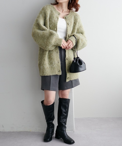 DISCOAT（ディスコート）の「シャギーブラッシングロングカーディガン（カーディガン/ボレロ・レディース・グリーン系その他/グレー/パープル/ベージュ・FREE）」の8枚目の写真