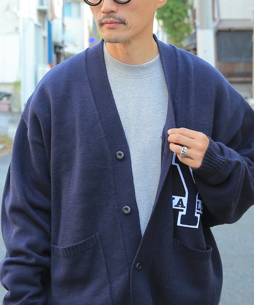 WAIPER.inc(ワイパーインク)の「YALE-066 KNIT LETTERD CARDIGAN(カーディガン/ボレロ・メンズ・ネイビー/ブラック・M/L/XL)」の21枚目の写真