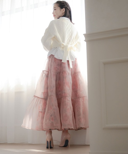qumerry.（キュメリ）の「フラワーオーガンジーボリュームスカート（スカート・レディース・グレー/スモークピンク・SMALL/MEDIUM）」の10枚目の写真