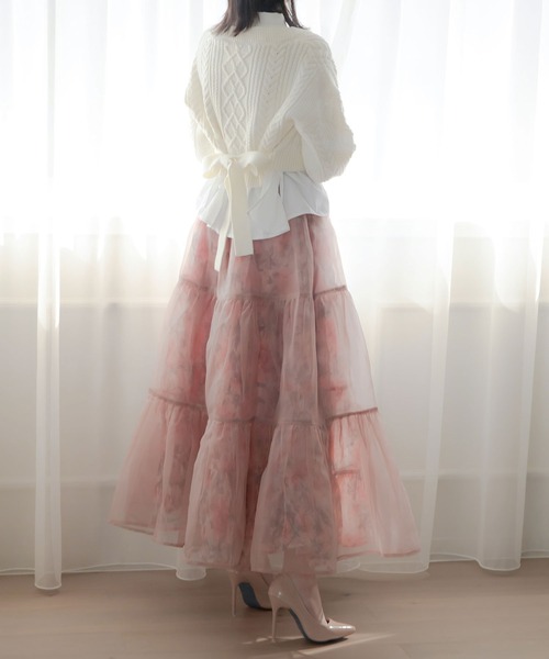 qumerry.（キュメリ）の「フラワーオーガンジーボリュームスカート（スカート・レディース・グレー/スモークピンク・SMALL/MEDIUM）」の11枚目の写真