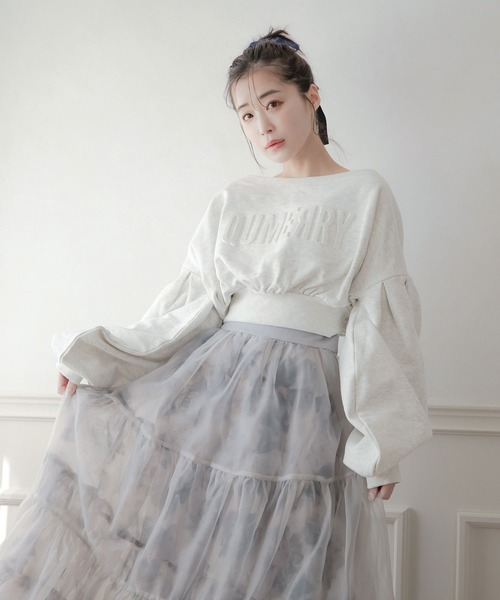 qumerry.（キュメリ）の「フラワーオーガンジーボリュームスカート（スカート・レディース・グレー/スモークピンク・SMALL/MEDIUM）」の16枚目の写真