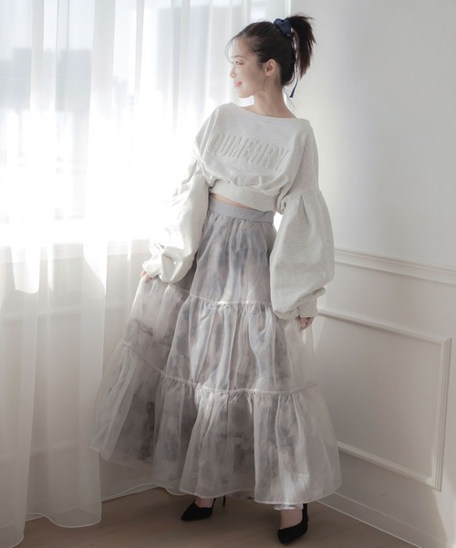 qumerry.（キュメリ）の「フラワーオーガンジーボリュームスカート（スカート・レディース・グレー/スモークピンク・SMALL/MEDIUM）」の20枚目の写真