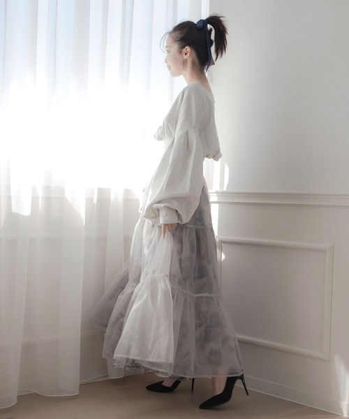 qumerry.（キュメリ）の「フラワーオーガンジーボリュームスカート