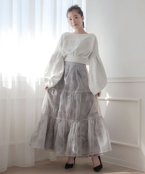 qumerry.（キュメリ）の「フラワーオーガンジーボリュームスカート