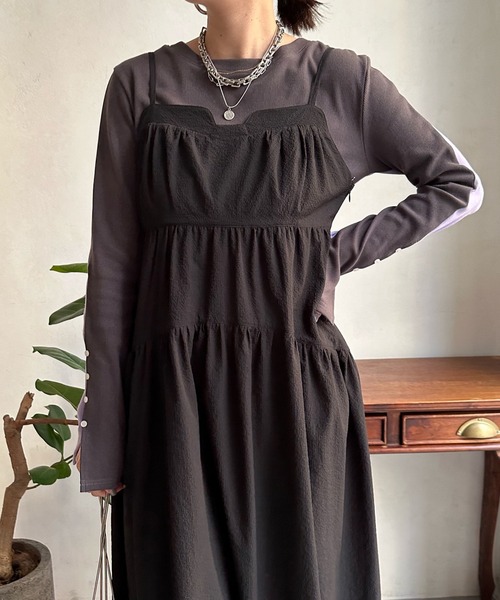 DouDou（ドゥドゥ）の「【WEB限定】バイカラー2WAYリブTEE（Tシャツ/カットソー・レディース・ベージュ/パープル/オレンジ・FREE）」の6枚目の写真