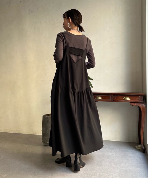 DouDou（ドゥドゥ）の「【WEB限定】バイカラー2WAYリブTEE（Tシャツ/カットソー・レディース・ベージュ/パープル/オレンジ・FREE）」の4枚目の写真