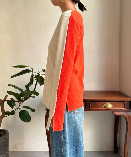 DouDou（ドゥドゥ）の「【WEB限定】バイカラー2WAYリブTEE（Tシャツ/カットソー・レディース・ベージュ/パープル/オレンジ・FREE）」の20枚目の写真