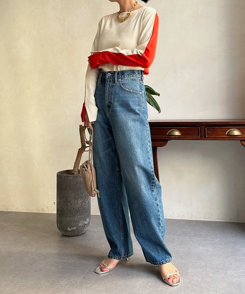 DouDou（ドゥドゥ）の「【WEB限定】バイカラー2WAYリブTEE（Tシャツ/カットソー・レディース・ベージュ/パープル/オレンジ・FREE）」の10枚目の写真