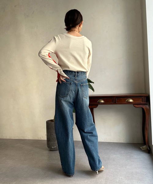 DouDou（ドゥドゥ）の「【WEB限定】バイカラー2WAYリブTEE（Tシャツ/カットソー・レディース・ベージュ/パープル/オレンジ・FREE）」の18枚目の写真