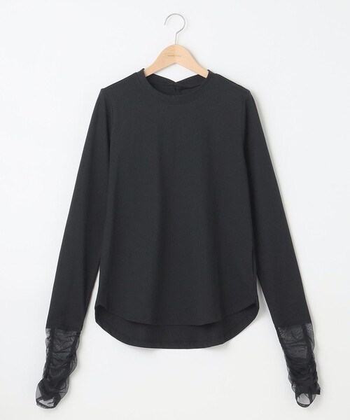 SHARE PARK(シェアパーク)の「シアースリーブプルオーバー(Tシャツ/カットソー・レディース・ホワイト系/ブラック系2/ブラック系・MEDIUM)」の2枚目の写真