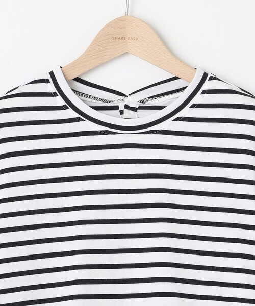 SHARE PARK(シェアパーク)の「シアースリーブプルオーバー(Tシャツ/カットソー・レディース・ホワイト系/ブラック系2/ブラック系・MEDIUM)」の5枚目の写真