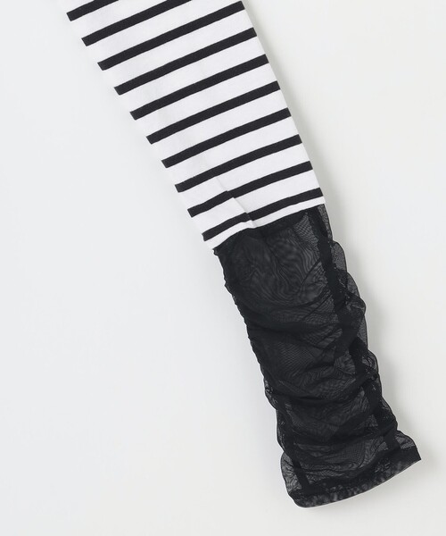 SHARE PARK(シェアパーク)の「シアースリーブプルオーバー(Tシャツ/カットソー・レディース・ホワイト系/ブラック系2/ブラック系・MEDIUM)」の6枚目の写真