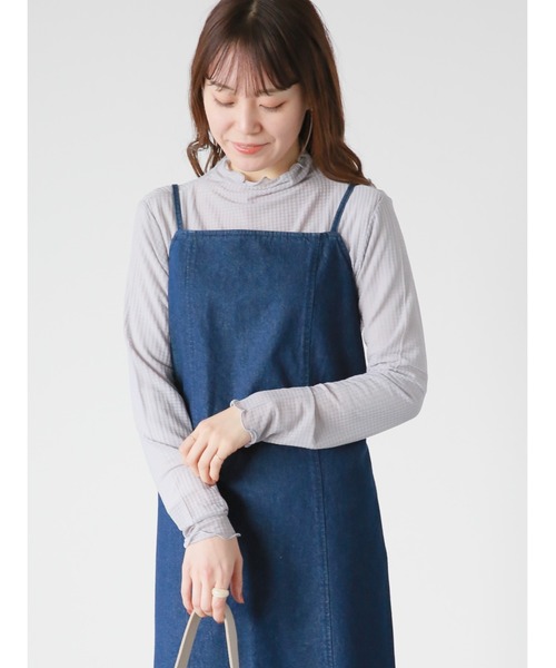 ehka sopo（エヘカソポ）の「シアーチェックカットソー（Tシャツ/カットソー・レディース・オフホワイト/モカ/グリーン/グレー・ﾌﾘ-）」の3枚目の写真