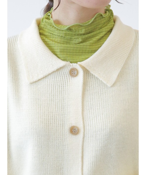 ehka sopo（エヘカソポ）の「シアーチェックカットソー（Tシャツ/カットソー・レディース・オフホワイト/モカ/グリーン/グレー・ﾌﾘ-）」の10枚目の写真