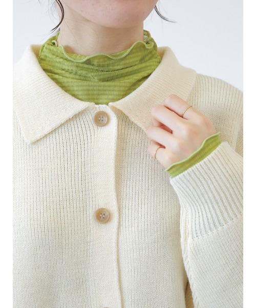 ehka sopo（エヘカソポ）の「シアーチェックカットソー（Tシャツ/カットソー・レディース・オフホワイト/モカ/グリーン/グレー・ﾌﾘ-）」の17枚目の写真