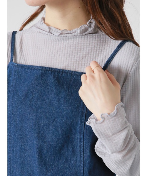 ehka sopo（エヘカソポ）の「シアーチェックカットソー（Tシャツ/カットソー・レディース・オフホワイト/モカ/グリーン/グレー・ﾌﾘ-）」の22枚目の写真