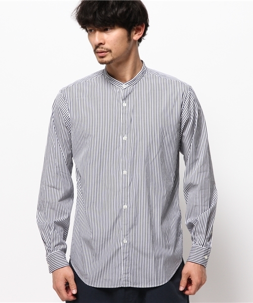 EDIFICE（エディフィス）の「◇ストライプバンドカラーシャツ（シャツ/ブラウス・メンズ・ホワイト/ネイビー・44/48/46）」の7枚目の写真