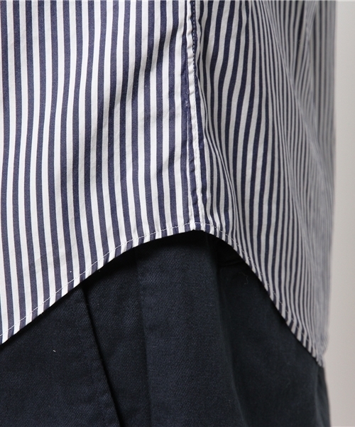 EDIFICE（エディフィス）の「◇ストライプバンドカラーシャツ（シャツ/ブラウス・メンズ・ホワイト/ネイビー・44/48/46）」の3枚目の写真
