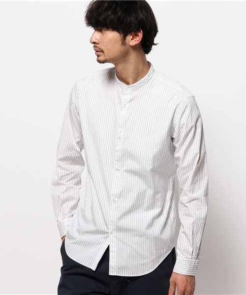 EDIFICE（エディフィス）の「◇ストライプバンドカラーシャツ（シャツ/ブラウス・メンズ・ホワイト/ネイビー・44/48/46）」の13枚目の写真