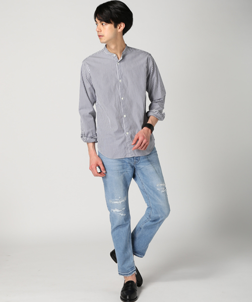 EDIFICE（エディフィス）の「◇ストライプバンドカラーシャツ（シャツ/ブラウス・メンズ・ホワイト/ネイビー・44/48/46）」の15枚目の写真
