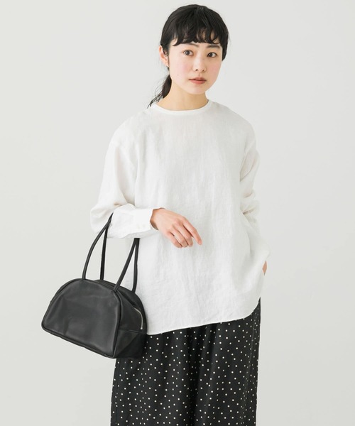 かぐれ リネンクルーネックプルオーバー ブラウス チュニック かぐれ（カグレ）の「リネンクルーネックプルオーバー（シャツ