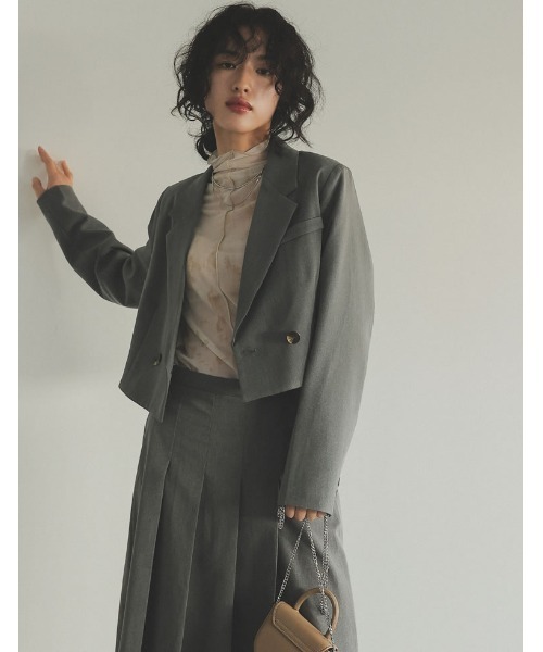 Re:EDIT（リエディ）の「[2023S/S COLLECTION]ショート丈テーラードジャケット（テーラードジャケット・レディース・グレー/ベージュ/モカ/ブラック・MEDIUM/LARGE）」の7枚目の写真