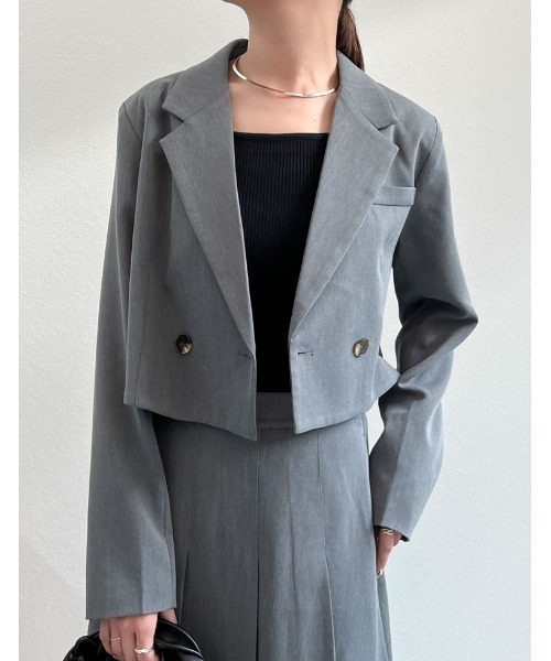 Re:EDIT（リエディ）の「[2023S/S COLLECTION]ショート丈テーラードジャケット（テーラードジャケット・レディース・グレー/ベージュ/モカ/ブラック・MEDIUM/LARGE）」の19枚目の写真