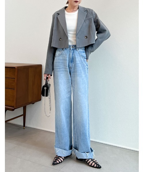 Re:EDIT（リエディ）の「[2023S/S COLLECTION]ショート丈テーラードジャケット（テーラードジャケット・レディース・グレー/ベージュ/モカ/ブラック・MEDIUM/LARGE）」の18枚目の写真