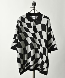 ADAM PATEK(A_pebN)́yADAMPATEK/A_pebNzskewed check pattern short sleeve knit polo shirts`FbNV[gX[u|jbg(jbg/Z[^[)