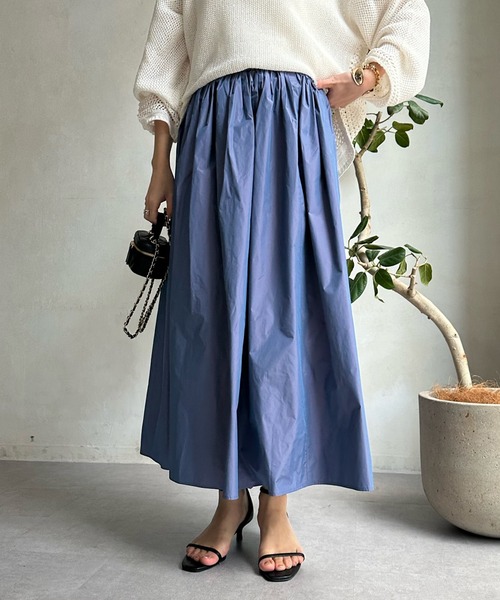 DouDou（ドゥドゥ）の「メモリータフタスカート（スカート・レディース・パープル/ブラック/オフホワイト・FREE）」の6枚目の写真