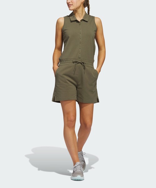 adidas（アディダス）の「ボタンフロント ノースリーブロンパース【adidas Golf/アディダスゴルフ】（つなぎ/オールインワン・レディース・グリーン/ブラック・MEDIUM/SMALL/LARGE/X-SMALL/X-LARGE）」の3枚目の写真