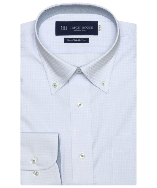 TOKYO SHIRTS(トウキョウシャツ)の「形態安定ノーアイロン ボタンダウン 長袖ビジネスワイシャツ(ビジネスシャツ・メンズ・ライトブルー・首回り37cm-裄丈80cm/首回り37cm-裄丈84cm/首回り39cm-裄丈80cm/首回り39cm-裄丈84cm/首回り41cm-裄丈82cm/首回り41cm-裄丈86cm/首回り42cm-裄丈82cm/首回り42cm-裄丈86cm/首回り43cm-裄丈82cm/首回り43cm-裄丈86cm)」の1枚目の写真