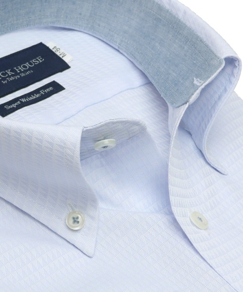 TOKYO SHIRTS(トウキョウシャツ)の「形態安定ノーアイロン ボタンダウン 長袖ビジネスワイシャツ(ビジネスシャツ・メンズ・ライトブルー・首回り37cm-裄丈80cm/首回り37cm-裄丈84cm/首回り39cm-裄丈80cm/首回り39cm-裄丈84cm/首回り41cm-裄丈82cm/首回り41cm-裄丈86cm/首回り42cm-裄丈82cm/首回り42cm-裄丈86cm/首回り43cm-裄丈82cm/首回り43cm-裄丈86cm)」の2枚目の写真