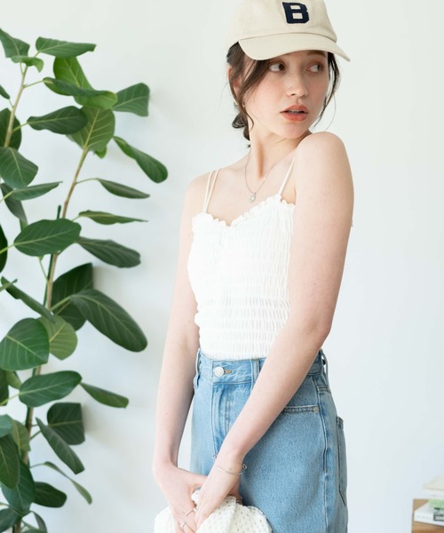 WEGO（ウィゴー）の「WEGO/2ストラップカップインシャーリングキャミソール（キャミソール・レディース・ホワイト/ブラック/アイボリー/オリーブ・FREE）」の12枚目の写真