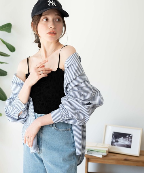 WEGO（ウィゴー）の「WEGO/2ストラップカップインシャーリングキャミソール（キャミソール・レディース・ホワイト/ブラック/アイボリー/オリーブ・FREE）」の15枚目の写真