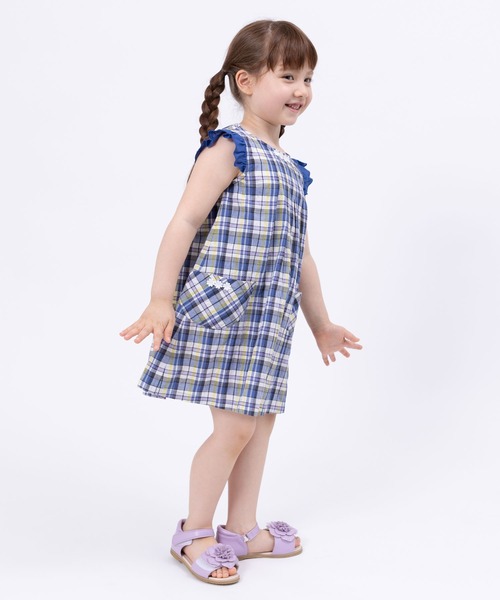 KP（ケーピー）の「先染めマドラスチェック柄ワンピース100～130（ワンピース・キッズ・ネイビー/ピンク・120cm/130cm/110cm/100cm）」の3枚目の写真