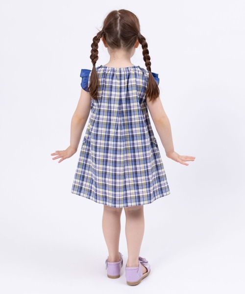 KP（ケーピー）の「先染めマドラスチェック柄ワンピース100～130（ワンピース・キッズ・ネイビー/ピンク・120cm/130cm/110cm/100cm）」の4枚目の写真