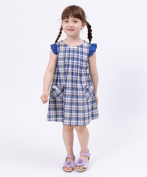 KP（ケーピー）の「先染めマドラスチェック柄ワンピース100～130（ワンピース・キッズ・ネイビー/ピンク・120cm/130cm/110cm/100cm）」の5枚目の写真