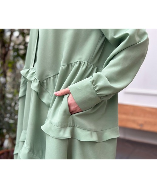 関税送料込【AMI PARIS】ウールラッフルシャツドレス ワンピース ラッフルマーメイドシャツワンピース[品番：MKSW0063814