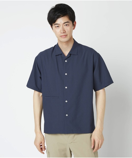 Go to by mizuno（ゴートゥーバイミズノ）の「ドライストレッチサッカー半袖シャツ［メンズ］（シャツ/ブラウス・メンズ・ネイビー/ブルー/ホワイト・L/M/XL）」の2枚目の写真