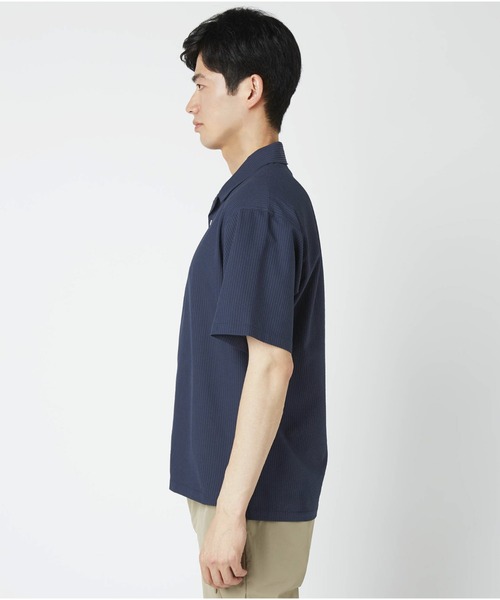 Go to by mizuno（ゴートゥーバイミズノ）の「ドライストレッチサッカー半袖シャツ［メンズ］（シャツ/ブラウス・メンズ・ネイビー/ブルー/ホワイト・L/M/XL）」の4枚目の写真