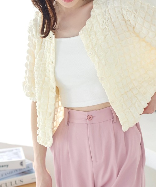 KOBE LETTUCE（コウベレタス）の「ショート丈カップ付きキャミソール（キャミソール・レディース・オフホワイト/ブラック/ブラウン/杢グレー/アイボリー系・FREE）」の8枚目の写真