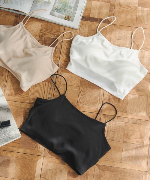 KOBE LETTUCE（コウベレタス）の「ショート丈カップ付きキャミソール（キャミソール・レディース・オフホワイト/ブラック/ブラウン/杢グレー/アイボリー系・FREE）」の11枚目の写真