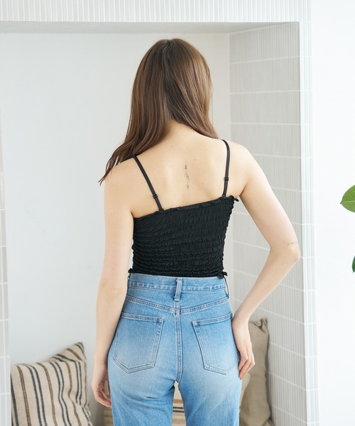 a:mure(アミュール)の「シャーリングキャミソール(キャミソール・レディース・ライトグリーン/ホワイト/ブラック・FREE)」の6枚目の写真