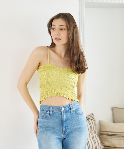 a:mure(アミュール)の「シャーリングキャミソール(キャミソール・レディース・ライトグリーン/ホワイト/ブラック・FREE)」の12枚目の写真